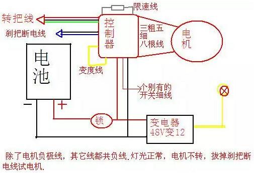 电动自行车控制器接线图 电动自行车控制器接线图