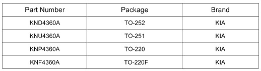 4360A,KNX4360A,4.0A/600V,MOS管 4360A,KNX4360A,4.0A/600V,MOS管