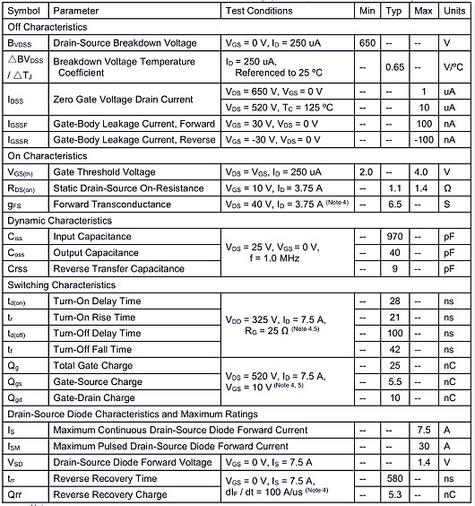 MOS管,4665A,7.5A/650V MOS管,4665A,7.5A/650V