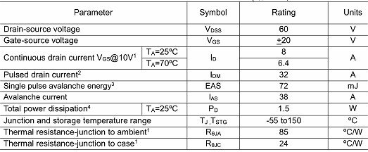 MOS管,KIA4706A,8A/60V MOS管,KIA4706A,8A/60V
