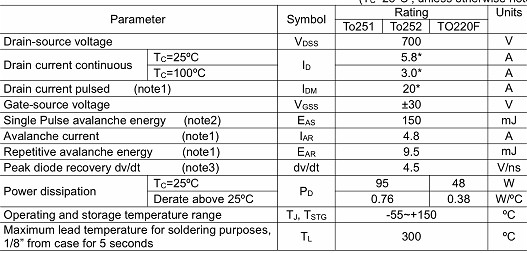 MOS管,6N70H,5.8A/700V MOS管,6N70H,5.8A/700V