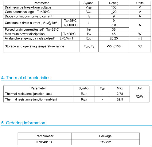 MOS管,4810,9A/100V MOS管,4810,9A/100V