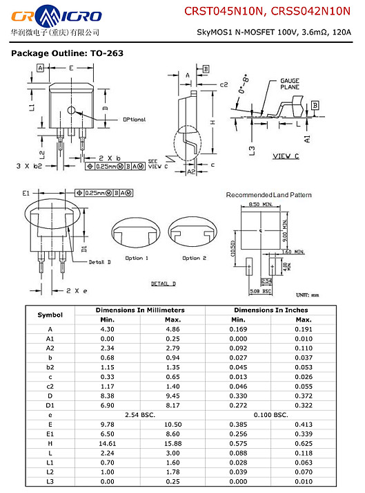 CRSS042N10N参数 CRSS042N10N参数