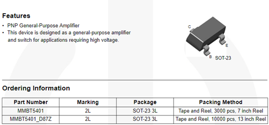 mmbt5401参数,引脚图,mmbt5401资料手册-KIA MOS管 mmbt5401参数,引脚图,mmbt5401资料手册-KIA MOS管